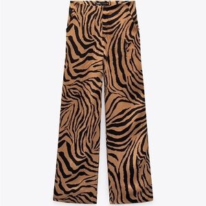 ZARA SATIN FULL-LENGTH  PRINTED PANTS bloggers favorite